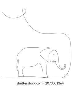 Elephant near tree line drawing vector illustration