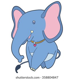 elephant with necklace cartoon