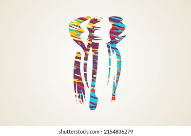 Elephant negative space colorful logo design