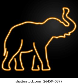 elephant neon sign, modern glowing banner design, colorful modern design trends on black background. Vector illustration.