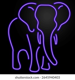 elephant neon sign, modern glowing banner design, colorful modern design trends on black background. Vector illustration.