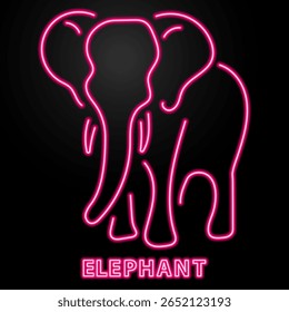 sinal de néon elefante, design moderno brilhante banner, colorido design moderno tendências no fundo preto. Ilustração vetorial.