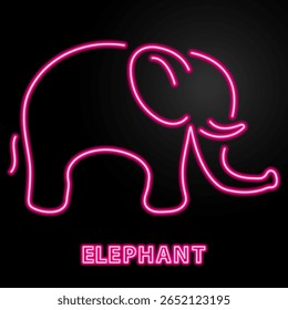 sinal de néon elefante, design moderno brilhante banner, colorido design moderno tendências no fundo preto. Ilustração vetorial.