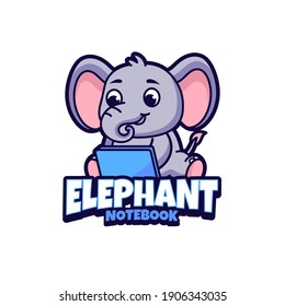 Elephant Notebook Mascot Logo Template
