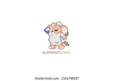 Elephant nurse character vector design. Animal logo vector design.