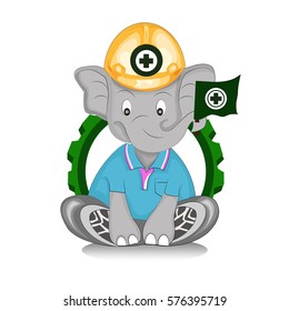 Elephant nurse with a syringe in his hand Vector illustrator