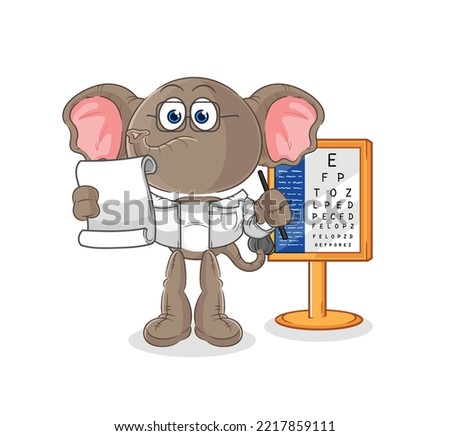 the elephant oculist cartoon. cartoon mascot vector