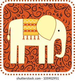 Elephant on the background with ornament