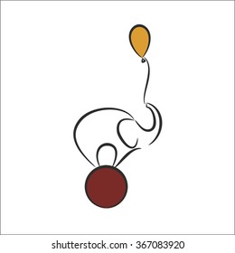 Elephant on the ball in circus