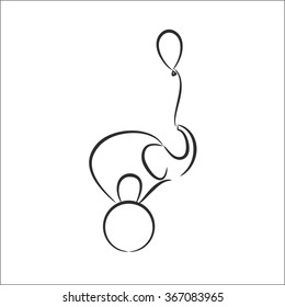 Elephant on the ball in circus