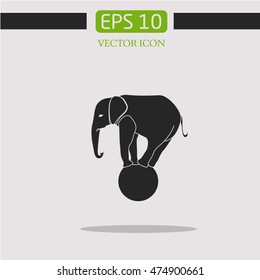 Elephant on the ball. circus. vector icon