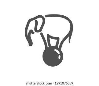 Elephant on ball icon. Circus sign. Amusement park show. Quality design element. Classic style icon. Vector
