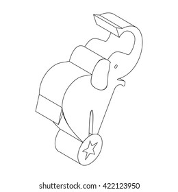 Elephant on the ball icon, isometric 3d style