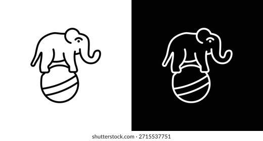 Elefante en un icono de bola en diseño de línea. Iconos de trazo editables.