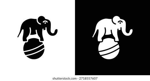 Elefante en una Ilustración vectorial de icono de bola - iconos de vector de estilo negro de alta calidad