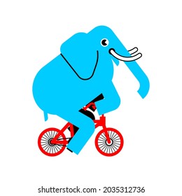 Elephant on bicycle. animal is riding bicycle. Cartoon childrens illustration