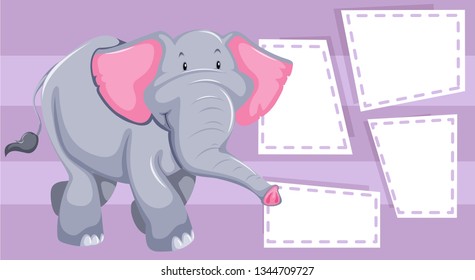 An elephant on blank note illustration