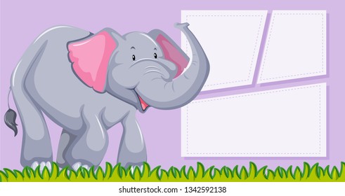 An elephant on blank template illustration