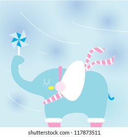 Elephant on a cold day