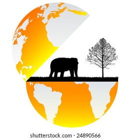 elephant on globe