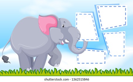 Elephant on note template illustration