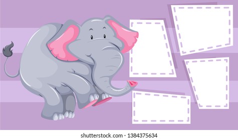 Elephant on note template illustration