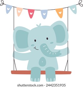 Elefant auf Swing Vector Illustration