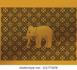 elephant on Thai traditional pattern background vector