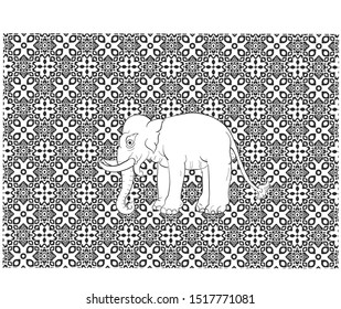 elephant on Thai traditional pattern background vector