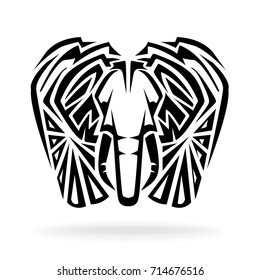 elephant on a white background, illustration, tribal