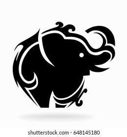 Elephant on a white background, tribal, vector