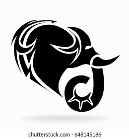 Elephant on a white background, tribal, vector