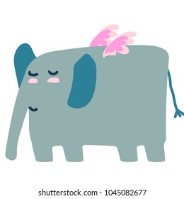 Elephant on the wings icon vector illustration 