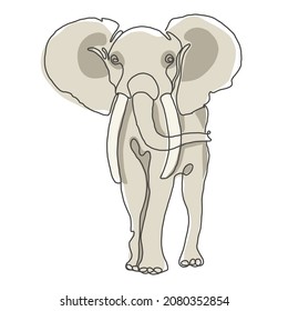 Elephant one continuous line art drawing. Elegant vector illustration representing the African fauna concept for prints, tattoos, posters, textile, web etc.