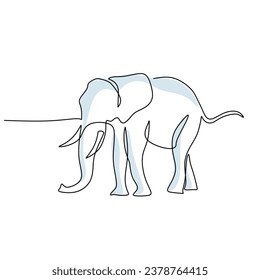 Elefante un dibujo de línea continua. Ilustración vectorial aislada en fondo blanco. Diseño minimalista a mano.