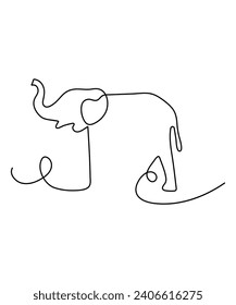 elephant one line art, vector best line icon.