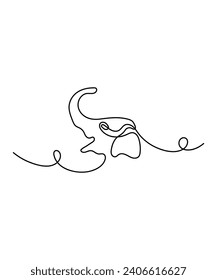 elefante de una línea, icono de mejor línea vectorial.