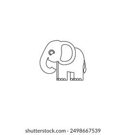 elephant one line drawing cartoon