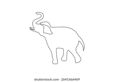 Elephant one line drawing of minimalist vector icon with black and white background