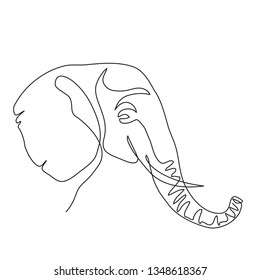 elephant one line drawing. Simple animal logo