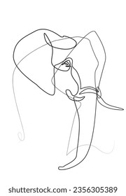 dibujo de una línea de elefante. Arte simple de ilustración animal,