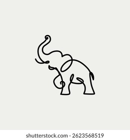 Elephant one line drawing. Elephant single line illustration. Elephant minimalist line art. Elephant vector art