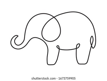 Elephant, one line style logo art drawing. mono line elephant logo. simple and modern style. continuous line elephant