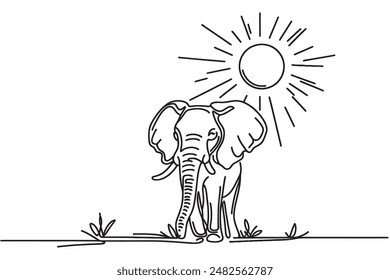 elephant one line. Vector illustration