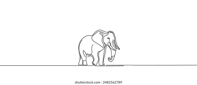 elephant one line. Vector illustration