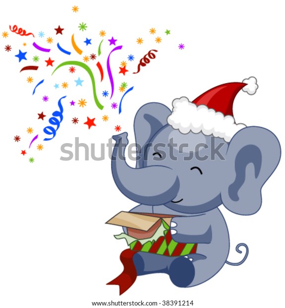 Download Elephant Opening Christmas Gift Vector Stock Vector ...