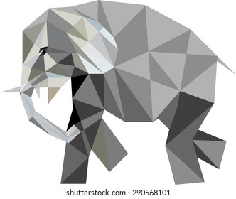 Elephant origami or low poly style isolated on white