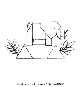elephant origami paper in the field