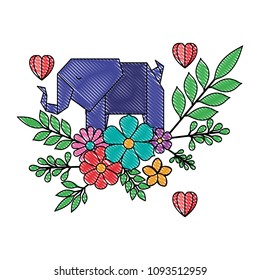 elephant origami paper with floral decoration