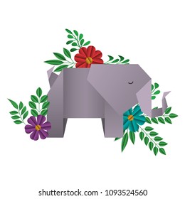 elephant origami paper with floral decoration